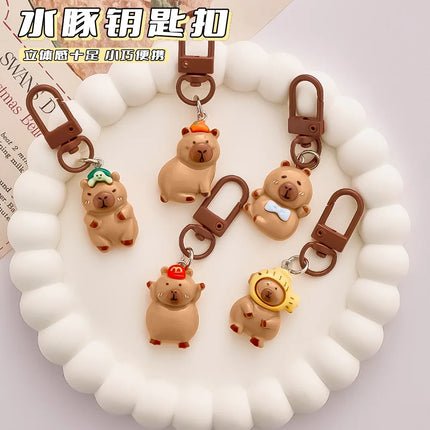 Cute Resin Capybara Key Chains for Women Girls Capibara Animal Keychain Kawaii Bag Backpack Charms Couple Friend Jewelry Gift