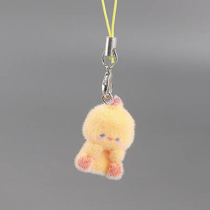 Flocking Animal Dog Cat Pendant Cute Keychain Keyring Bag Earphone Car Keychain Decor Keychains Accessories Phone Chain Lanyard
