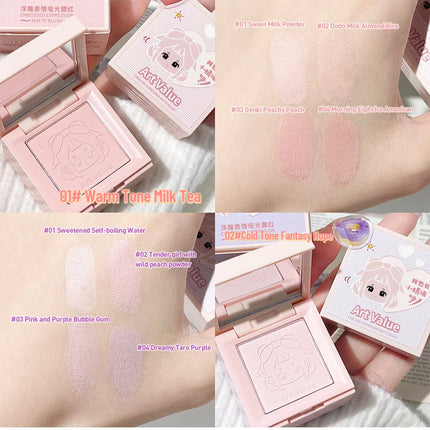 4-in-1 Embossed Matte Blush Makeup Palette Nude Eyeshadow Cheek Blusher Contouring Four-layer All-in-one Box Brightening Makeup