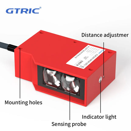GTRIC Photoelectric Sensor Retro-reflective Square Photoell Infrared Switch IP67 Waterproof 24-220V AC DC Universal 10m Distance