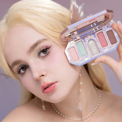 Flower Knows Swan Ballet 6 Color Eyeshadow Palette Matte Shimmer Pearl Glitter Waterproof Highly Pigmented Long Lasting Makeup
