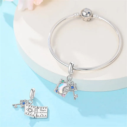 Original 925 Sterling Silver Charms Beads Cute Mushroom Unicorn Love Wings Pearl Charm for Bracelet Pendant Woman Girl Jewelry