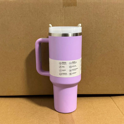 40OZ Flip Straw Tumbler with Leakproof Lid Built-In Straw & Handle Cupholder Compatible for Travel Insulated Stainless Steel Cup