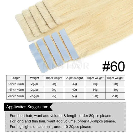 MRS HAIR Invisible Tape Hair Extensions Hand Tied Tape in Hair Extensions Human Hair Natural Adhesive Tape Extension 10pcs/pack