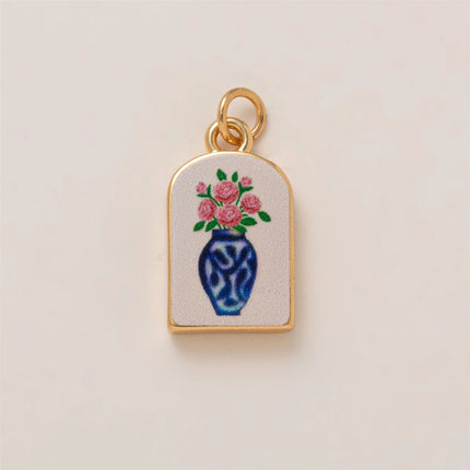 Simple and versatile color blocking butterfly love flower DIY pendant accessories gold-plated color preservation
