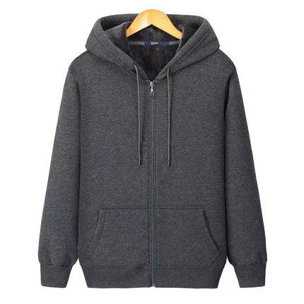 Good Quality Zip Hooded Women And Men Sweatshirt Navy Blue Cotton Casual Street Wear Loose Y2k Spring Autumn Solid Hoodie Jacket