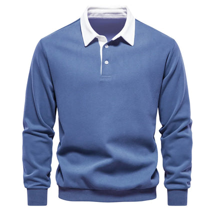 Men's Autumn Long-Sleeved POLO Collar European Size Sweater - Trendy, High-Quality, Casual, Versatile and Loose-Fit Top