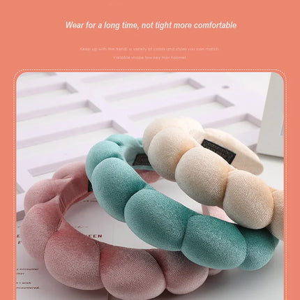 Retro Puffy Hair Band Sponge Headbands for Women Velvet Cloth Padded Girls Makeup Hairband Beauty Fashion Hairband Accessories