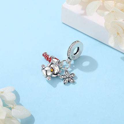 925 Sterling Silver Charms Beads Original Japanese Doll Fortune Cat Charm Fit Brand Bracelets Bangles DIY Jewelry For Women