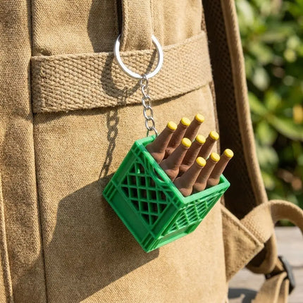 3D Printed Soda Crate Clicker Keychain Funny Plastic Drink Carrier Keyring Lifelike Novelty Squeeze Fidget Backpack Pendant