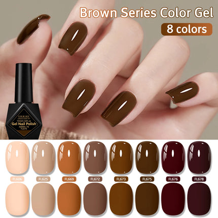 10ml Coffee Brown Gel Nail Polish HEMA TPO FREE Semi Permanent Soak Off UV Gel Varnish Nail Art Decoration Design Nail Supplies