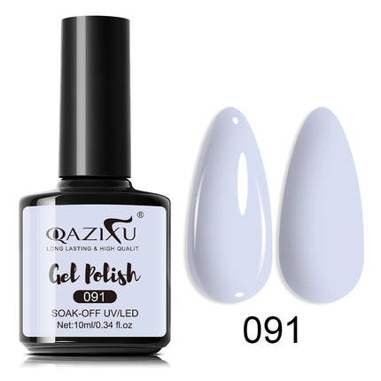 QAZIXU 48 Colors 10ml Red Black White Gel Nail Polish Manicure Semi Permanent Soak Off UV Nail Art Varnish Nail Supplies