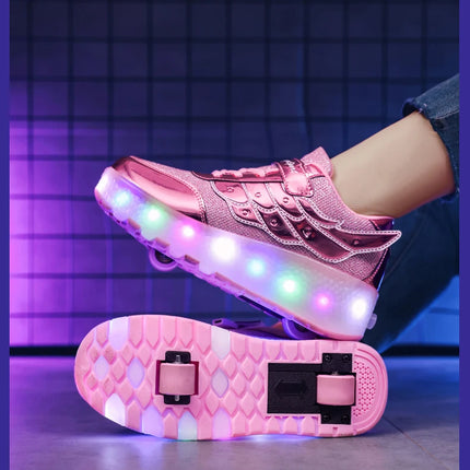 Sneakers Roller Shoes Outdoor Deformation Parkour Skates Dual-Use Children Girls Boys Adult Men Women Unisex Roller Skates