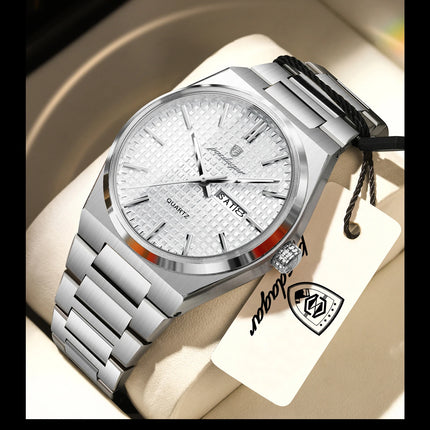 POEDAGAR Original Men's Watch Date Week Waterproof Luminous Stainless Steel Watches For Men Business Men's Quartz Wristwatch Reloj
