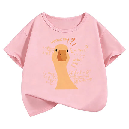 Cute Goose Design Kids Tshirts Summer Short Sleeve Tees Cartoon Animal Boys Girls Clothes Kawaii Tops Y2K Children T-shirt