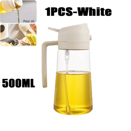 New 470ml Oil Spray Pot 2-in-1 Plastic Household Kitchen Oil Bottle Nebulizing Mist Filling Cooking Oil Spray Pot Dual Use