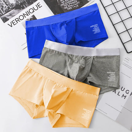 1Pcs Open Front Underwear Men Ice Silk Sexy Men's Boxer Shorts Panties Breathable Pouch Bulge Underpants Male