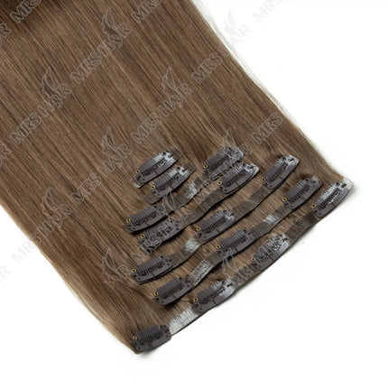 Invisible Clip In Hair Extension Injected PU Tape Weft Clip in Human Hair Extension 7Pcs/set 12-24inch 100G 120G Clip On Hair