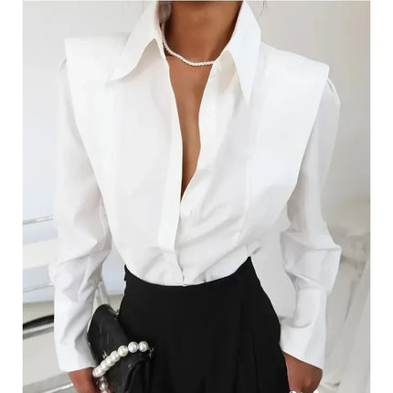 All Seasons New White Shirt Women's Fashion Elegant Casual Long Sleeve Shirt Tops Holiday Party Tops And Blouses Women Clothes