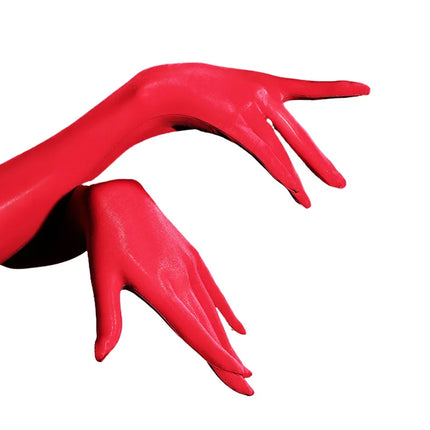 Sexy High Stretch Oil Luster Smooth Thin Five Finger Gloves Women Clubwear Cosplay Tight Erotic Stockings Nylon Long Gloves