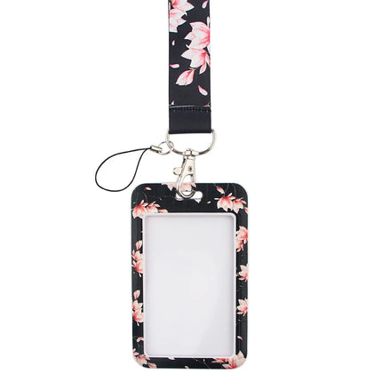 New Sakura Cherry Blossoms Flower lanyard card ID Badge Holder Keychain Pass Gym Mobile Kids Key Holder Key Rings Gift