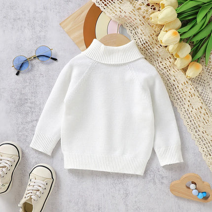 Baby Sweaters Knitted Casual Solid Turtle Neck Long Sleeve Knit Toddler Boy Girl Knitwear Pullovers 1-3Yrs Children Jumpers Tops