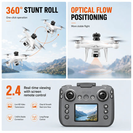 RC Drone 4K HD Dual Camera 90° Adjustable Lens Dual Camera Switch Dual Screen Switch Phone RC Image Transmission Aerial Photography Drone