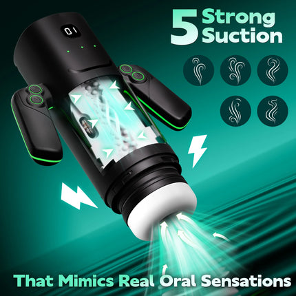 3 IN 1 Male Masturbation Cup with Handle Automatic Sucking Telescopic Penis Trainer Pocket Pussy Dicks Massager Men Adult Toys