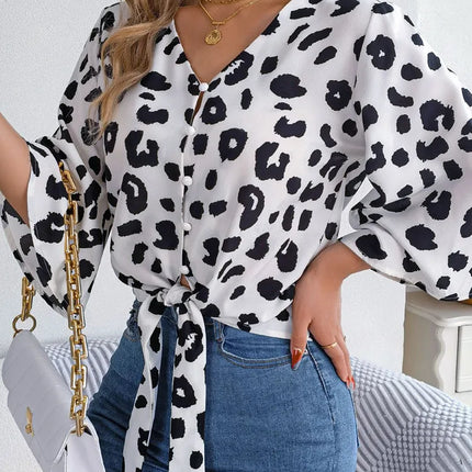 VigoCasey 2025 Female Leopard Print Chiffon Shirt Women Casual Long Sleeve Top Spring Office Lady Single Breasted Tops Clothes