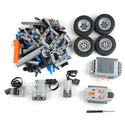 4WD RC Car Chassis Electric Building Set with Motor Wheels Battery Box Receiver for MOC Technical Model Construction Toy