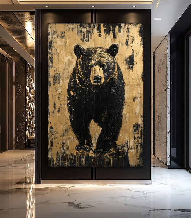 Fox Elephant Eagle Canvas Painting Black Gold Animal Print Poster Luxury Wild Animal Decoration Abstract Modern Gold Home Decor