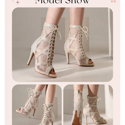 SWDZM Women Dance Boots Full Rhinestone Jazz Latin Dance Shoes Shining Dancing Boots Sexy Thin Heels Women Ladies Dancing Shoes
