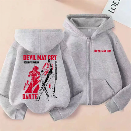 Anime Devil May Cry Son of Sparda Dante Zipper Hoodie Men Women Cartoon Manga Zip Up Jacket Coat Unisex Vintage Casual Hoodies