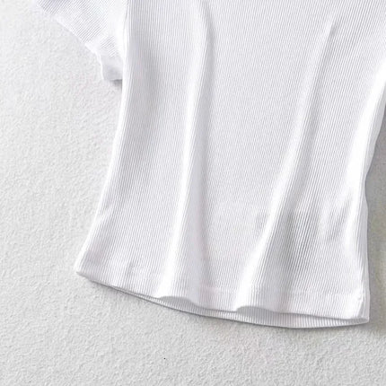 Summer Sexy Women's O-neck Short-sleeve T-shirt Slim Elastic Skinny Crop Tops