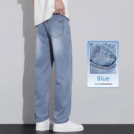26 New Lyocell Slim Straight Leg Jeans Spring Summer Men's Pants High-quality Classic Cool Breathable