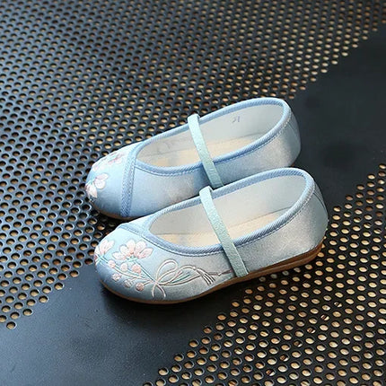 Children Fashion Girls Embroidered Shoes Chinese Ethnic Style Princess Dance Shoes Kids Causal Ancient Hanfu Shoes Handmade Flat