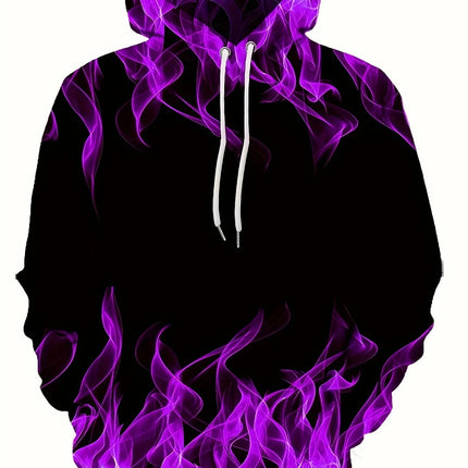 2024 Creative Flame 3D Print Hoodie, Cool Hoodies Mens,Spring Autumn Pullover Hooded Sweatshirt,Oversized Harajuku Y2k Clothes