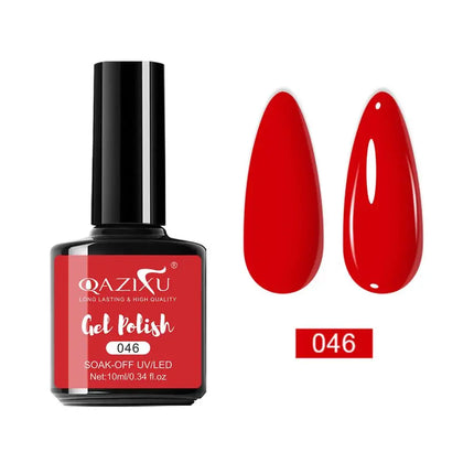 QAZIXU 48 Colors 10ml Red Black White Gel Nail Polish Manicure Semi Permanent Soak Off UV Nail Art Varnish Nail Supplies