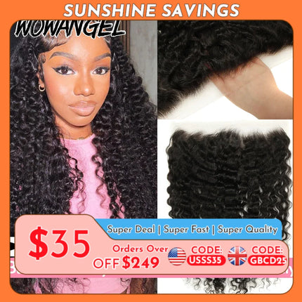 WOWANGEL Burmese Curly 13x6 HD Lace Frontal Only 13x4 Full Frontal Invisible 5x5 6x6 HD Lace Closure Only Virgin Hair Melt Skins