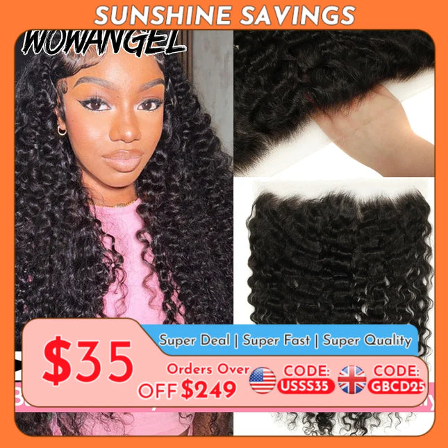 WOWANGEL Burmese Curly 13x6 HD Lace Frontal Only 13x4 Full Frontal Invisible 5x5 6x6 HD Lace Closure Only Virgin Hair Melt Skins