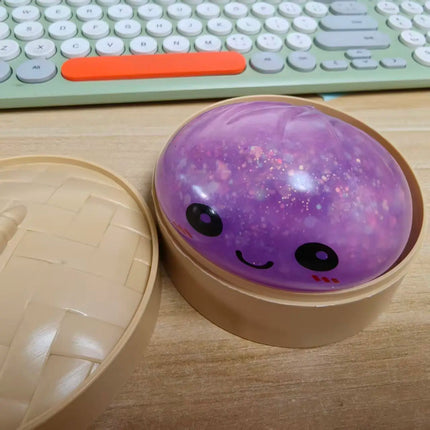 Hot Glitter Dumpling Squishy with Box Dumplings Sensory Squeeze Toy for Stress Relief Fans Gift