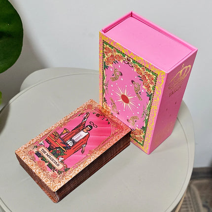 Waterproof Durable PET Plastic Tarot Pink & Rose Gold Foil Tarot Cards 78-Card Deck with Box 12x7cm