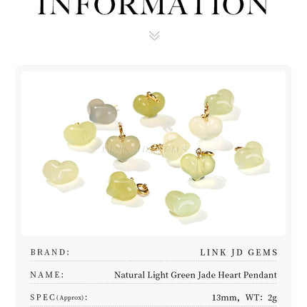 1 Pc Natural Stone Light Green Jade Heart Shape Bead Random Color Pendant For Jewelry Making Diy Necklace Bracelet Accessory