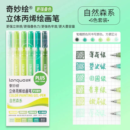 150/6 Colors Colors Large Capacity Acrylic Gel Pen 1.0mm Painting Drawing Student Writing Pen Office School Supplies Stationery