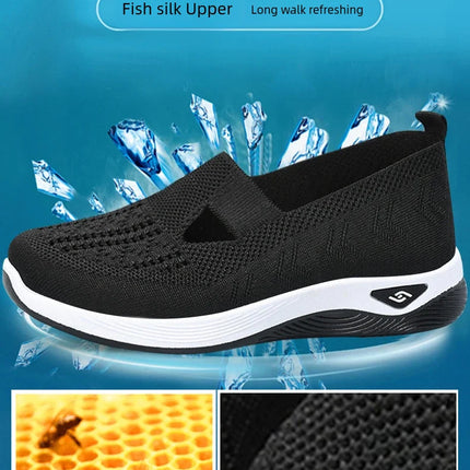 Women's shoes Solid Color Breathable Sneakers, casual sneaker women's summer sneakers, Low-top Knitted Casual Shoes Mom Shoes
