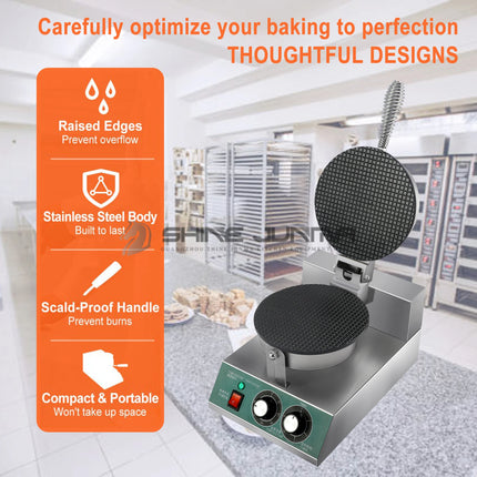 Commercial Ice Cream Cone Machine Waffle Cone Maker Electric Stainless Steel Egg Roll Mold Nonstick Waffle Cone and Bowl Maker