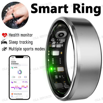 New R09 Smart Ring Men Women with Charging Case,Heart Rate Blood Oxygen,Skin Temperature Monitor,5ATM Waterproof For Android IOS