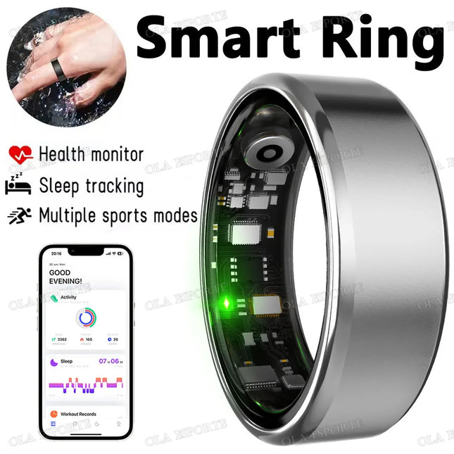 New R09 Smart Ring Men Women with Charging Case,Heart Rate Blood Oxygen,Skin Temperature Monitor,5ATM Waterproof For Android IOS