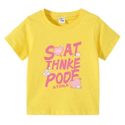 Summer Kids Girl T-Shirt Fashion Letter Print Short Sleeve Casual Tops Sweet Cool Style Teen Girls Clothing