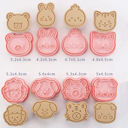 8 Pcs/set Cookie Cutters Plastic 3D Dinosaur Shape Cartoon Pressable Biscuit Mold Cookie Stamp Kitchen Baking Pastry Bakeware
